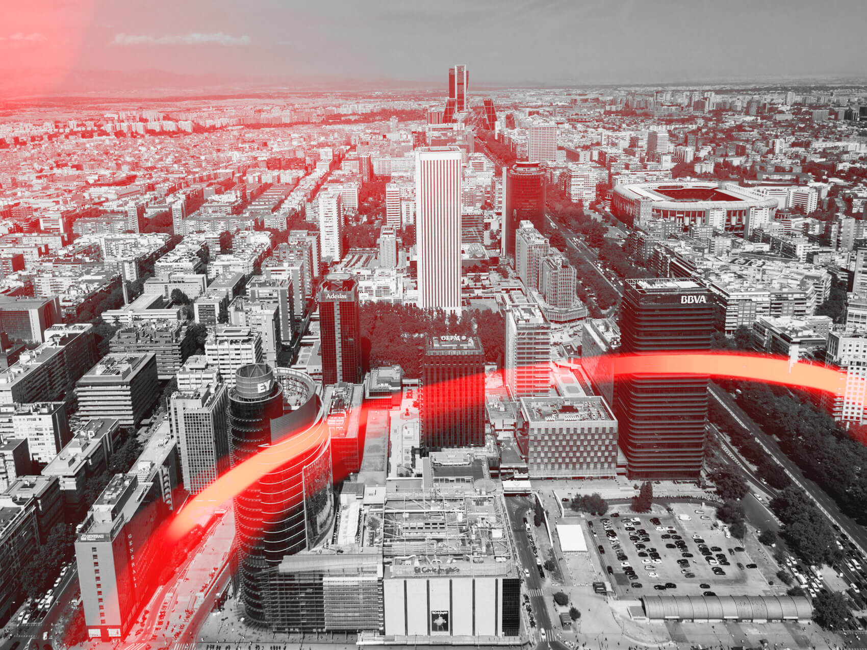 Image of central Madrid with the warnoc headquarter placed the the left.